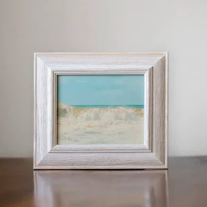 Cuadro marino con flores y marco artesanal