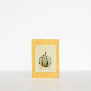 Imán de zapallo sobre madera con acabado artesanal dorado